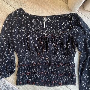 FREE PEOPLE LONG SHEER SLEEVE BLOUSE